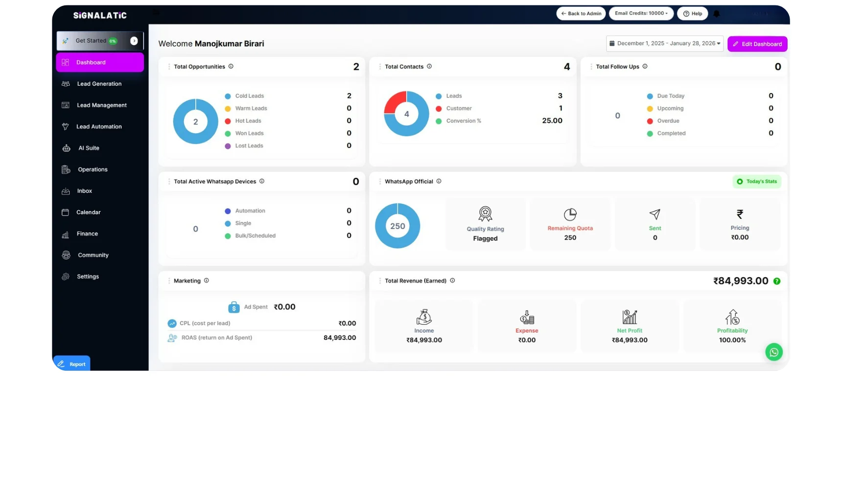 Signalatic Dashboard - AI Business Automation Platform Interface